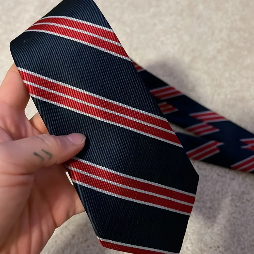 Blue and red striped tie